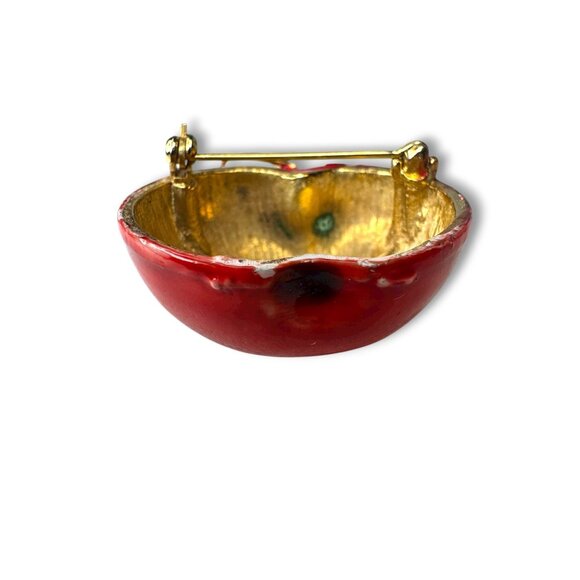 HAR Hargo Creations Red Enamel Apple Pin Mid Century 1.74" x 1.48" - Picture 5 of 11